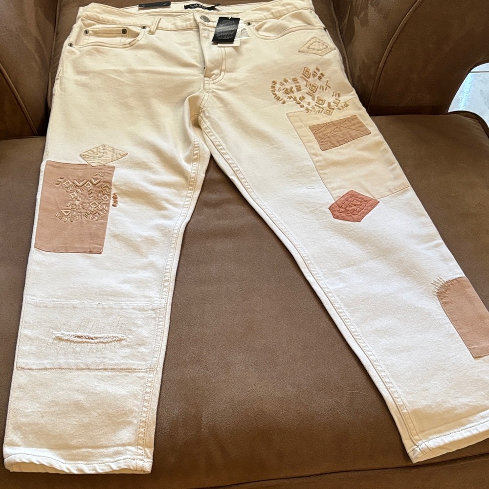Ralph Lauren White and Tan Women Jeans